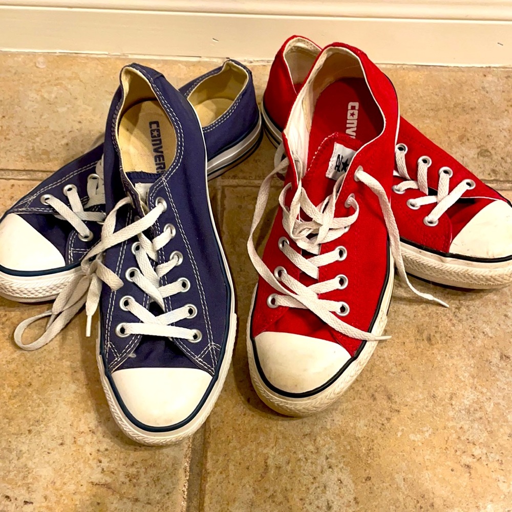 Two pairs of Converse (low top) Chucks.